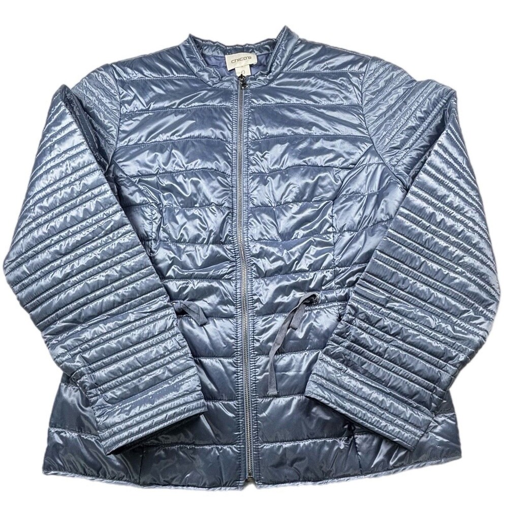 Chico's lightweight quilted sateen puffer jacket Women’s Size O